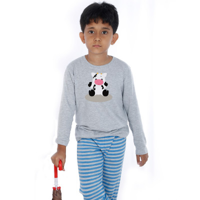 Grey Full Sleeve Boys Pyjama - Little Moo